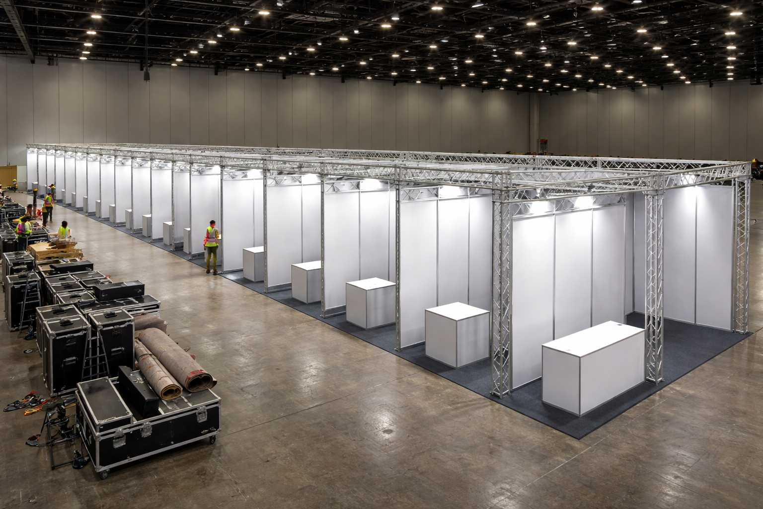 Montaje de stands con truss en convención